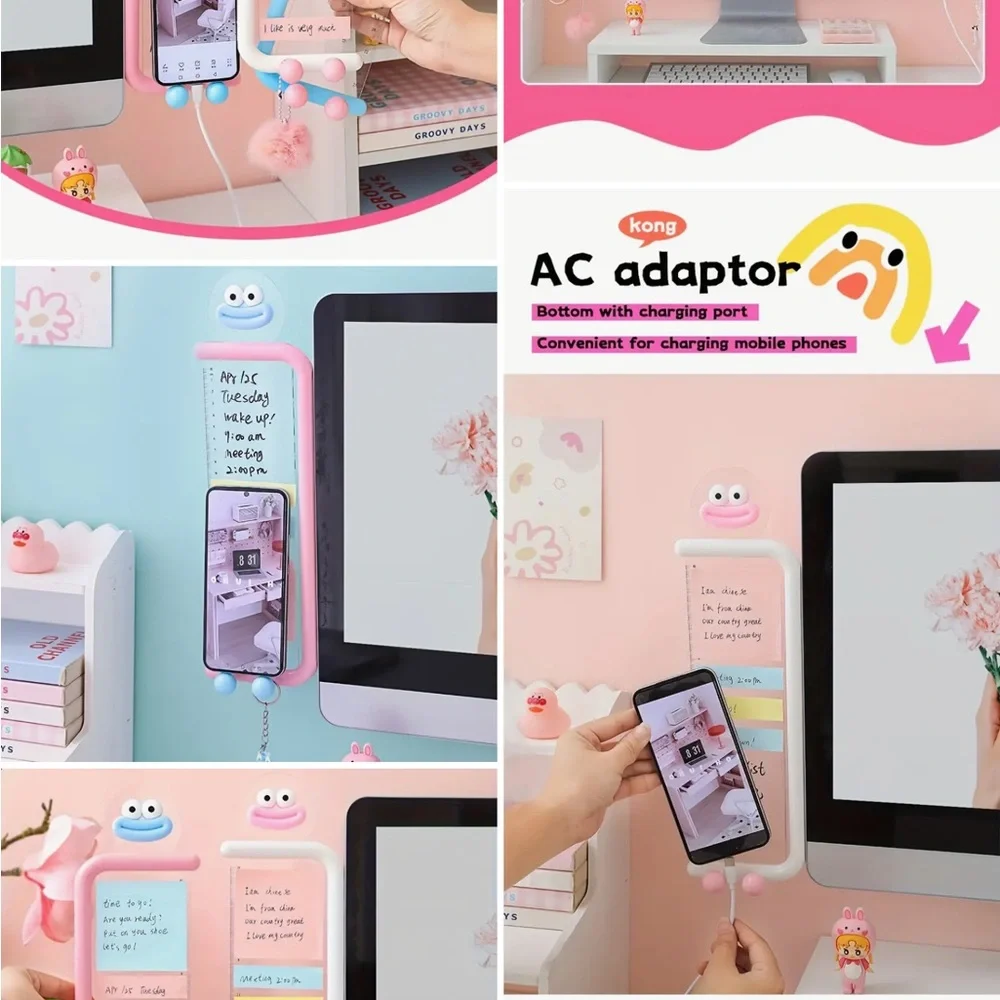 Blue and Pink Phone Holder with Notepad